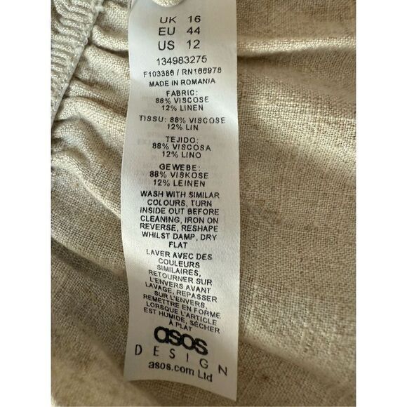 ASOS DESIGN asymmetric top with cut out side detail in stone Size 12 - Picture 11 of 11